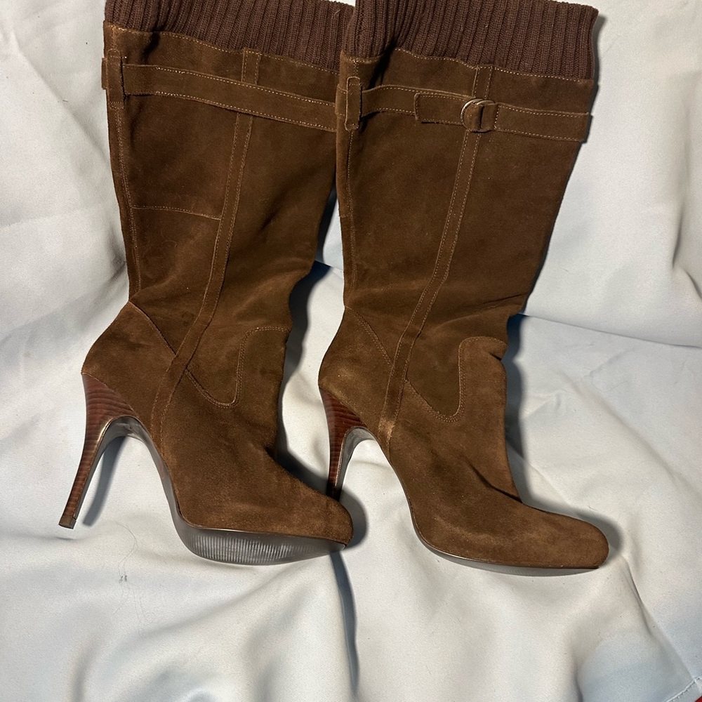 Guess Brown Suede High Heels Knee High Boots